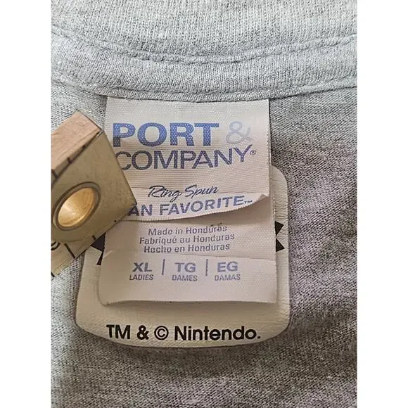 Vtg Official Nintendo Shirt Womens Extra Large Gray Mushroom Mystery Box V Neck - Picture 5 of 8
